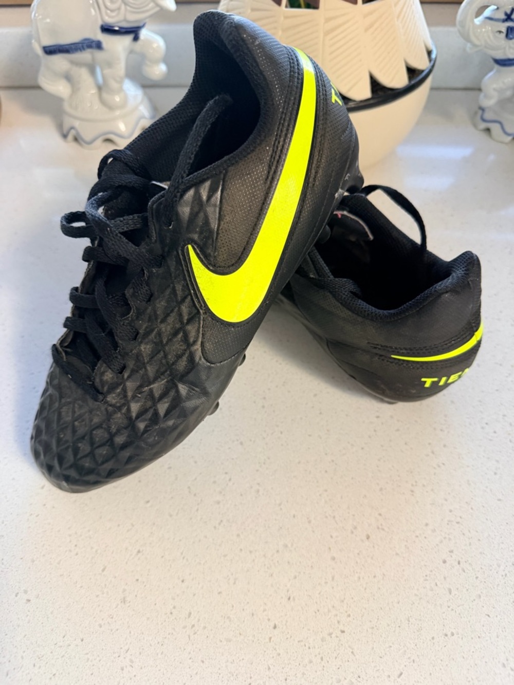 Nike Black Cleats with Neon Yellow Swoosh